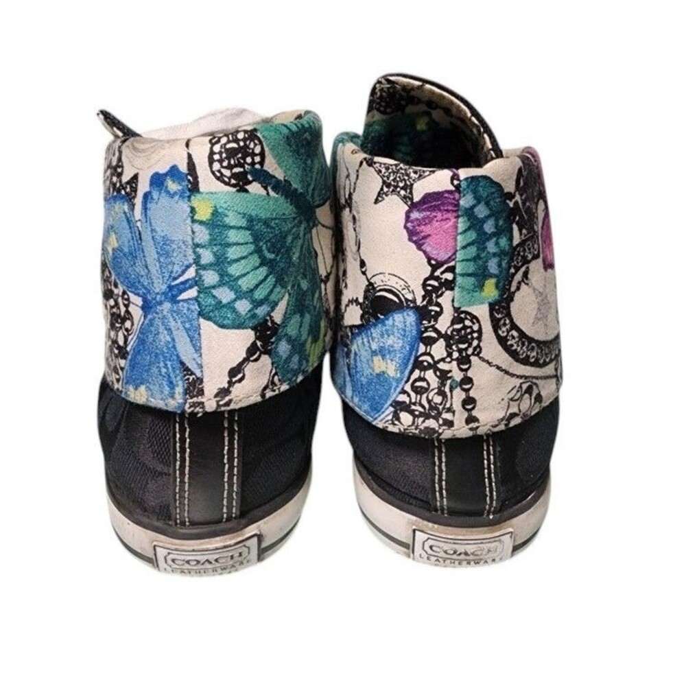 COACH Bonney Black Signature Butterfly Fold-Over Sneaker Size 7.5 - Picture 4 of 10